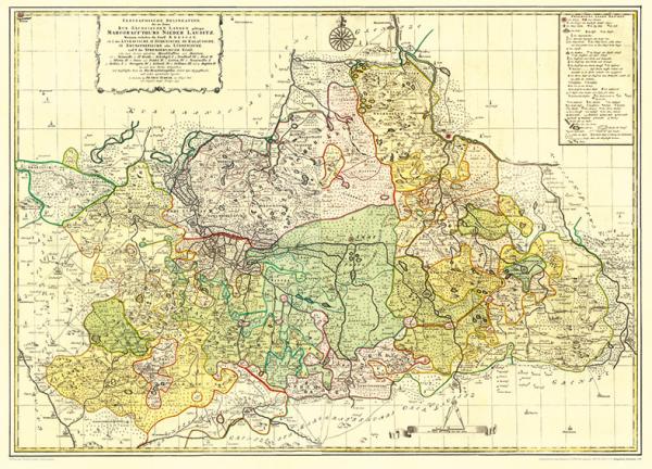 Historische Karte: Markgrafschaft Niederlausitz 1757 (gerollt)